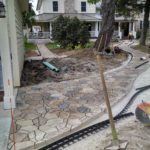 gray brick walkway installation