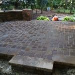 brown brick concrete patio